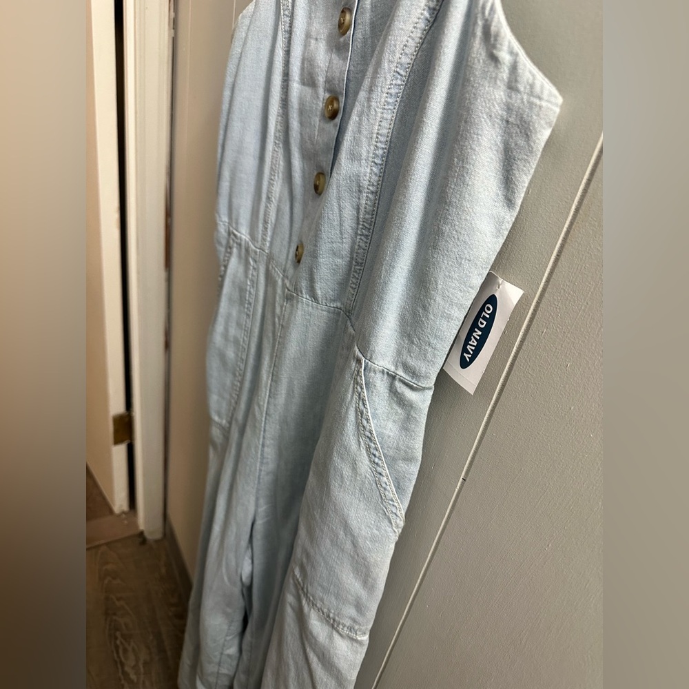 Old Navy Light Blue Denim Jumpsuit with Button Front detail - Picture 3 of 6